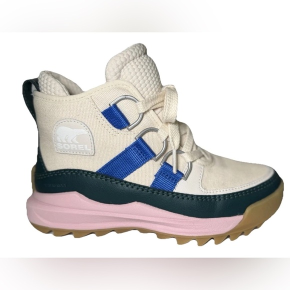 Sorel ONA RMX Women's 6 Chukka Sneaker Boots Natural Teal Pink Waterproof EUC - Picture 1 of 11